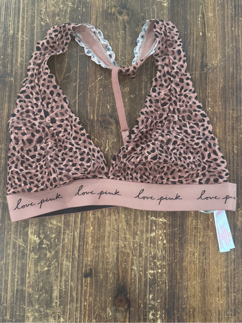 Victoria's Secret PINK Leopard Lace Bralette in Dusty Rose